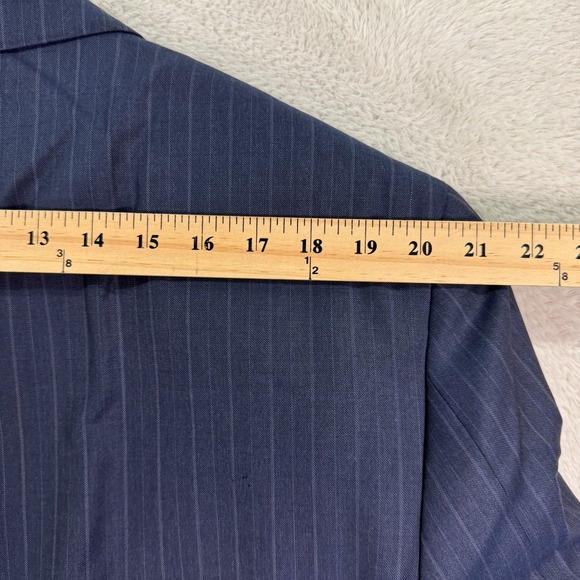 Jos A Bank Reserve Blazer Jacket Mens 48L Tailored Fit Navy Striped Wool Classic - Picture 14 of 15